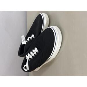 Chaps Men's Casual Black Canvas Sneakers with Brown Size 10